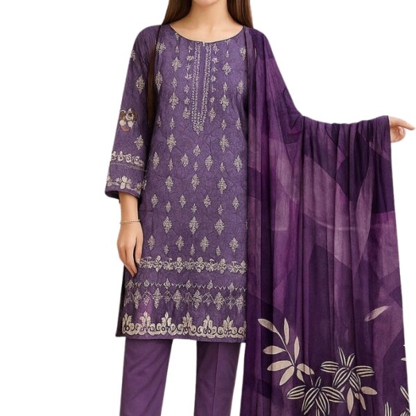 Unstitched Embroidered linen 3 Pcs