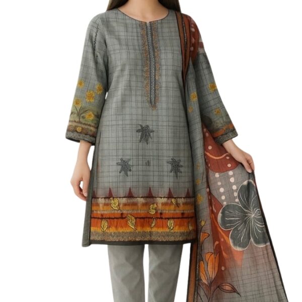 Unstitched Embroidered linen 3 Pcs