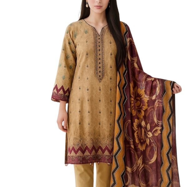 Unstitched Embroidered linen 3 Pcs