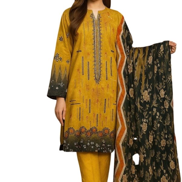 Unstitched Embroidered linen 3 Pcs