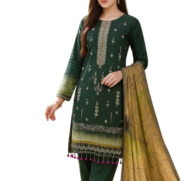 Unstitched Embroidered linen 3 Pcs