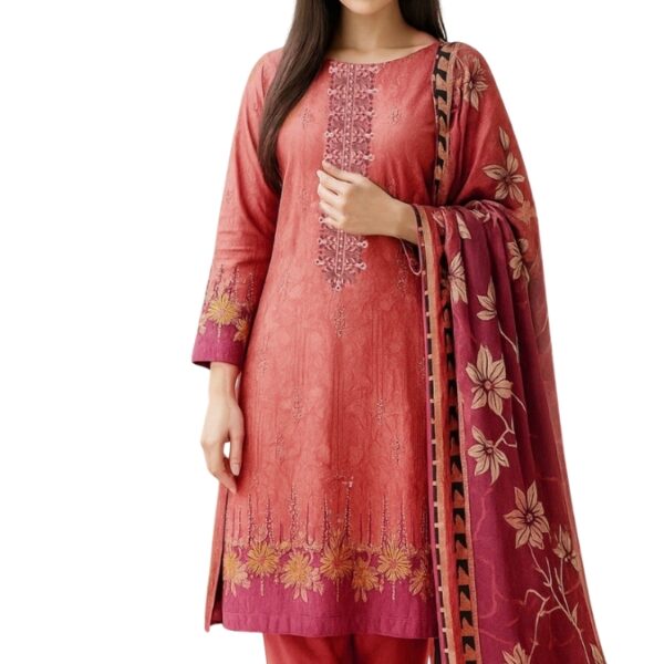 Unstitched Embroidered linen 3 Pcs