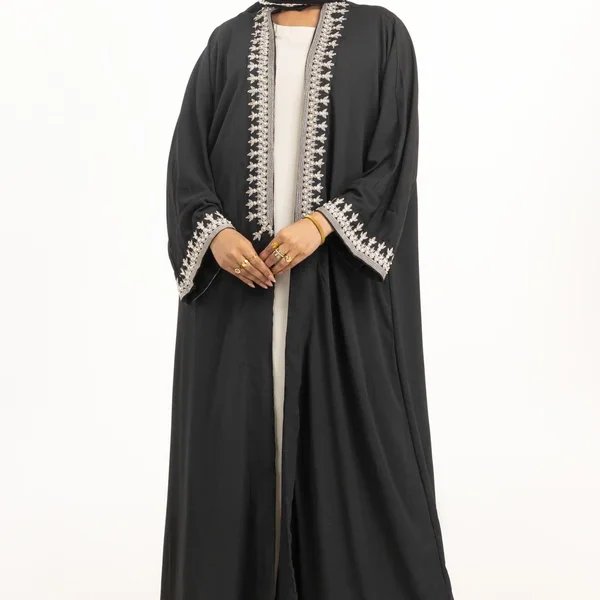 Crincle Georgette Embroidered Abaya With Inner And Scarf KAB-22102